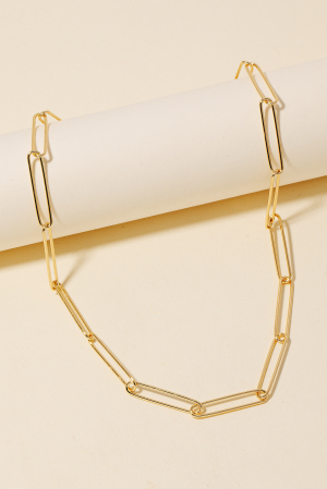 Dainty Metallic Oval Classic Chain Necklace