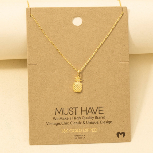 Gold Dipped Pineapple Pendant Necklace