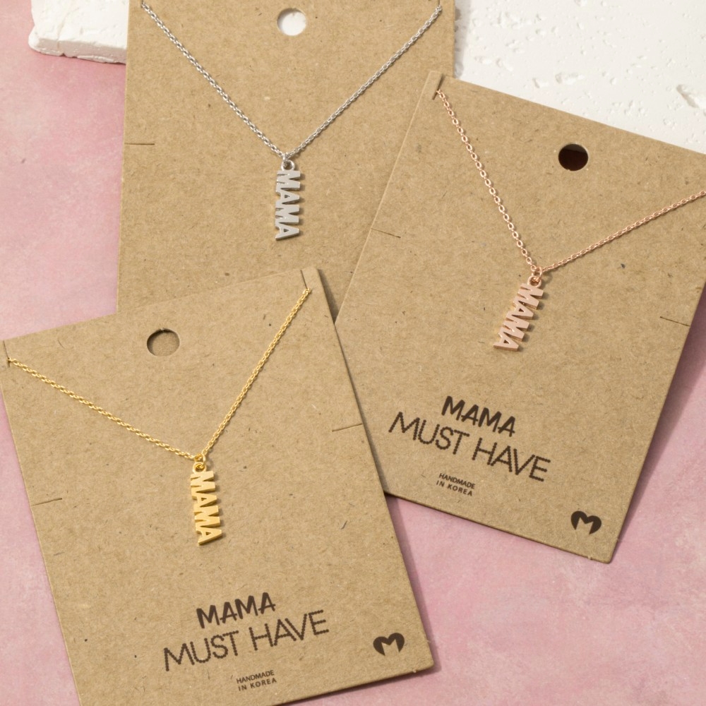 Gold Dipped Flat Mama Pendant Necklace