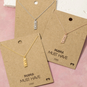 Gold Dipped Flat Mama Pendant Necklace