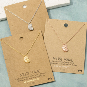 Gold Dipped Flat Shell Pendant Necklace