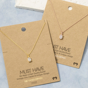 Gold Dipped Faceted Oval Cz Pendant Necklace