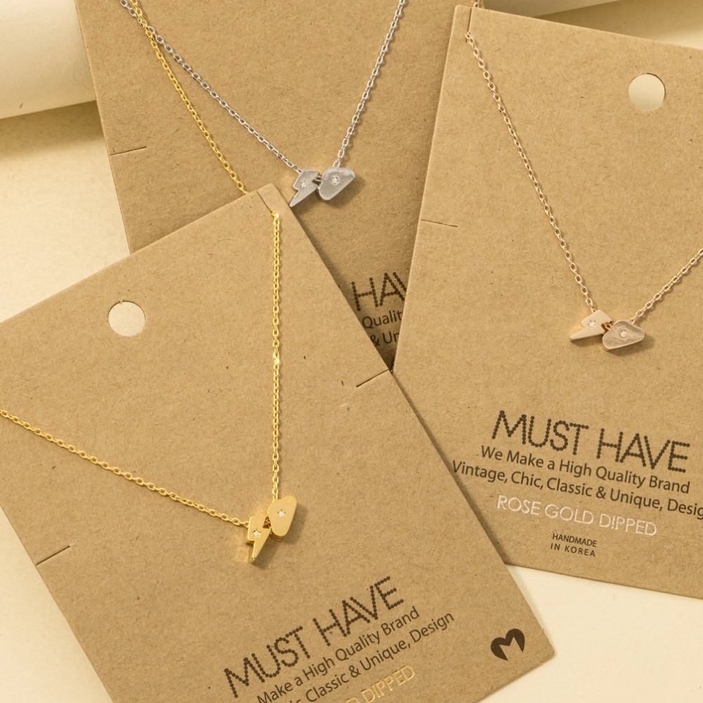 Gold Dipped Lightning And Cloud Charms Necklace