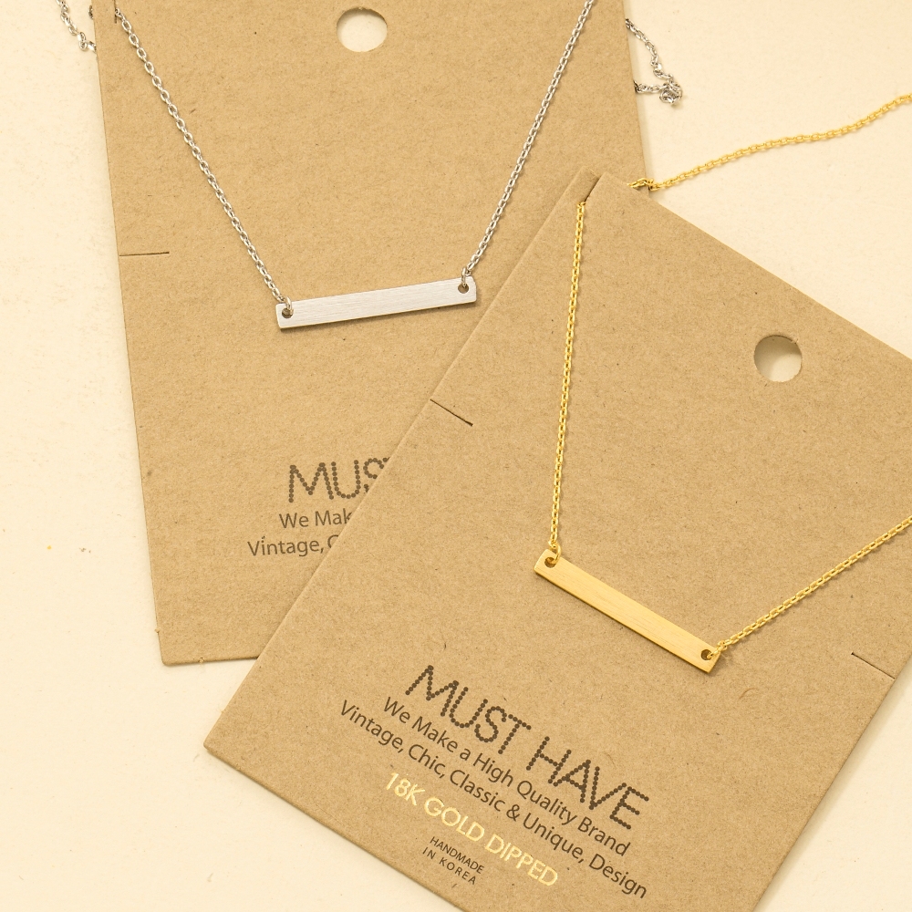 Gold Dipped Dainty Bar Pendant Necklace