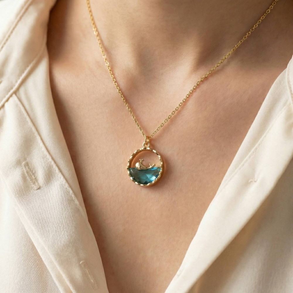 Circle Dolphin Coin Pendant Necklace