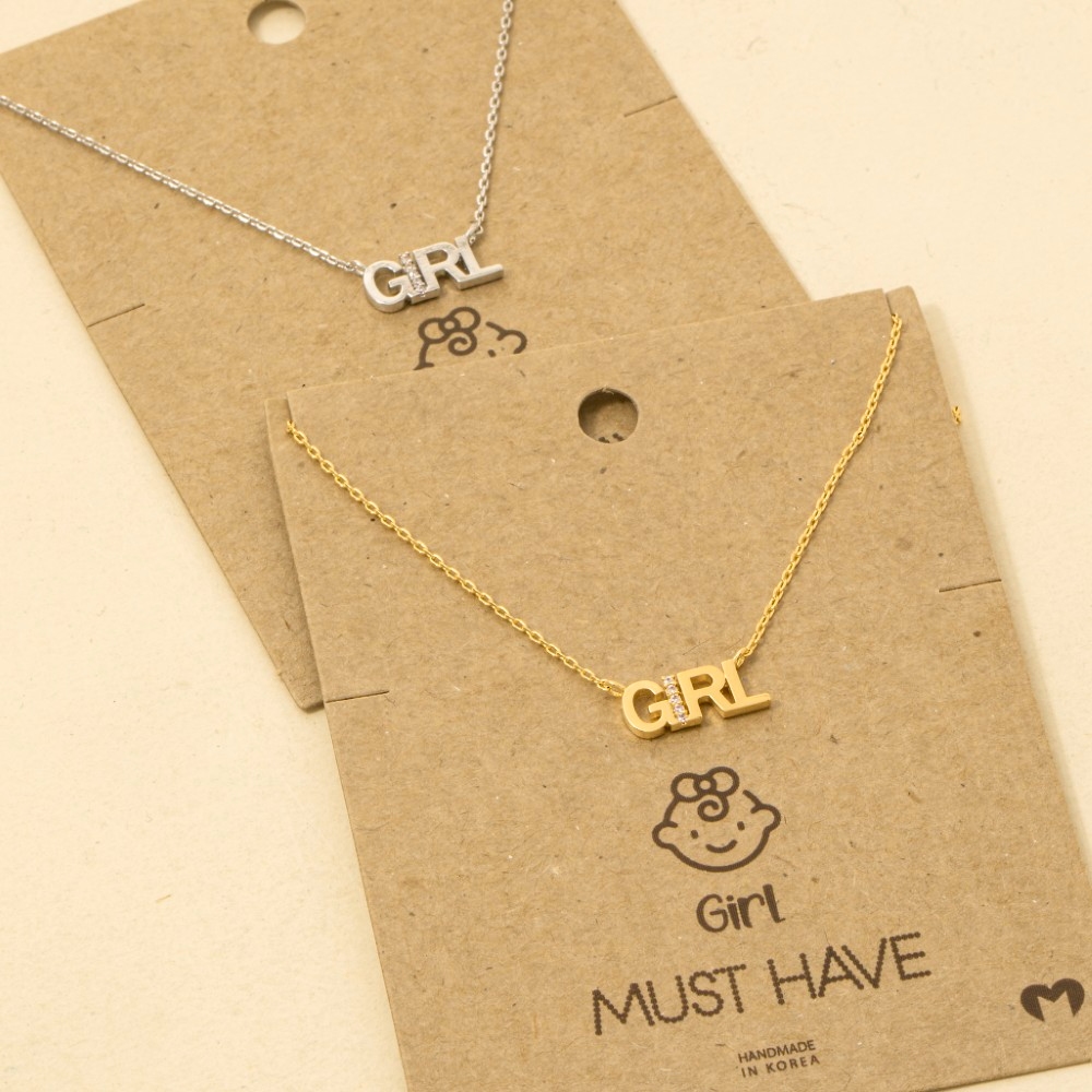 Gold Dipped Cz Studded Girl Pendant Necklace
