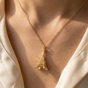 Gold Dipped Eiffel Tower Pendant Necklace
