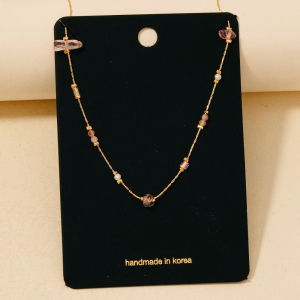 Pearl And Chip Stone Station Beads Chain Necklace