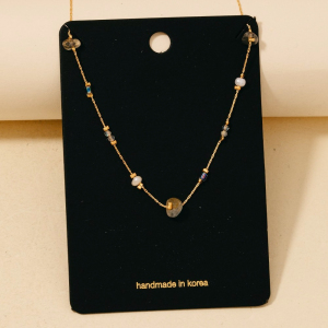 Pearl And Chip Stone Station Beads Chain Necklace