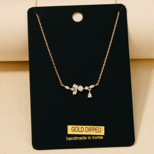 Gold Dipped Assorted Cz Bar Pendant Necklace