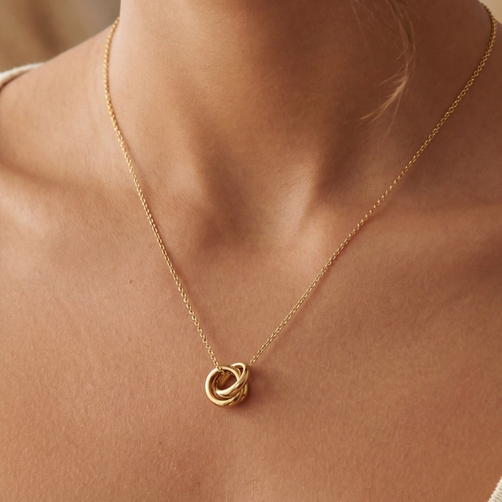 Gold Dipped Knotted Hoops Pendant Necklace
