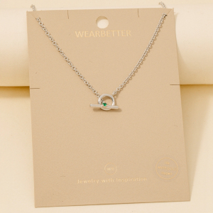 Gold Dipped Cz Stud Toggle Chain Necklace