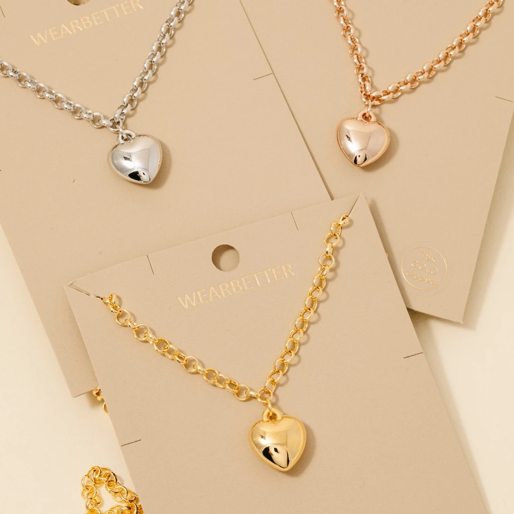 Gold Dipped Heart Pendant Chain Necklace