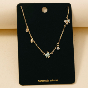 Cz Enamel Turtle Starfish Sea Life Charm Necklace