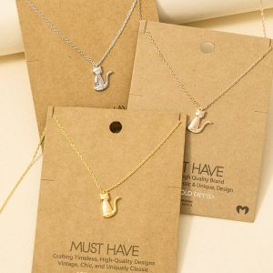 Gold Dipped Cat Pendant Necklace