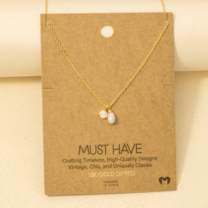 Gold Dipped Opal And Pearl Charms Chain Necklace