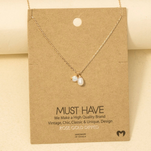 Gold Dipped Opal And Pearl Charms Chain Necklace