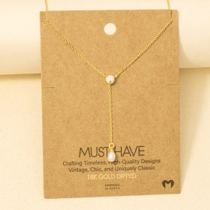 Gold Dipped Opal And Pearl Charm Y Chain Necklace