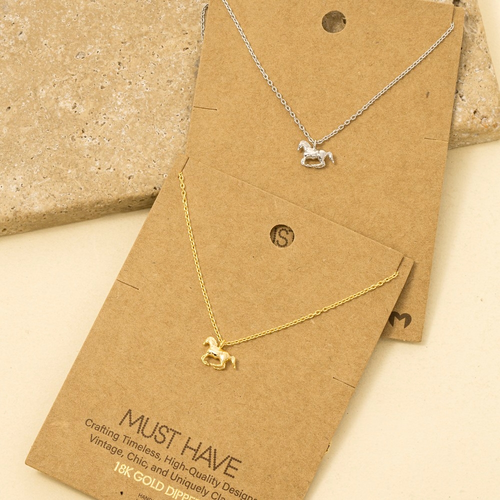 Gold Dipped Mini Horse Pendant Necklace