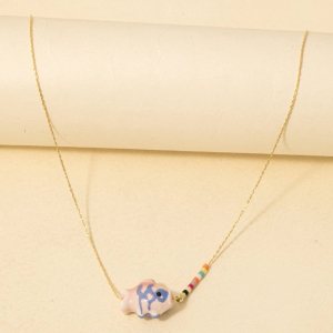 Dainty Chain Ceramic Fish Pendant Necklace
