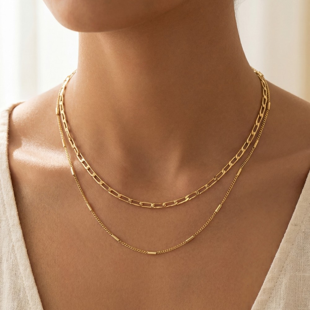 Layered Mixed Chain Link Necklace