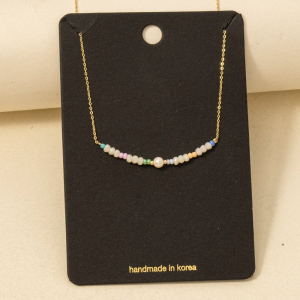 Multi Pearl Beaded Charm Necklace