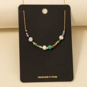 Assorted Pearl Glass Bead Charm Necklace