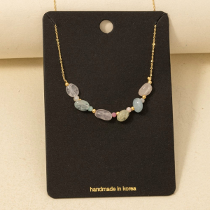 Glass Bead Assorted Gemstone Charm Necklace