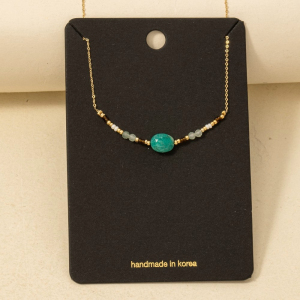 Beaded Assorted Gemstone Charm Necklace