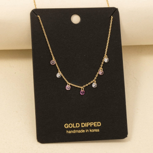 Gold Dipped Chain Cz Drop Station Necklace
