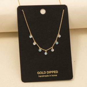 Gold Dipped Cz Stud Station Necklace