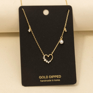 Cz Heart Cutout Charms Necklace
