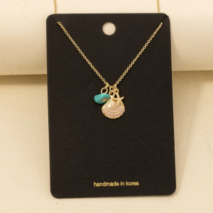 Sea Life Stone Seashell Charms Necklace