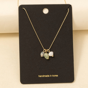 Stone And Pearl Charms Dainty Chain Necklace