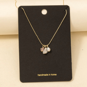 Stone And Pearl Charms Dainty Chain Necklace