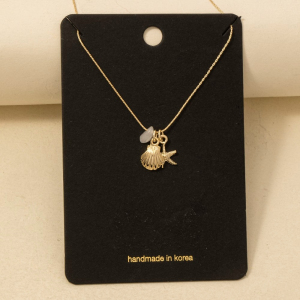 Sea Life And Stone Charm Dainty Chain Necklace