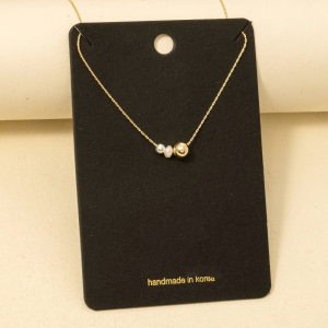 Mini Pearl And Metallic Station Charms Chain Necklace