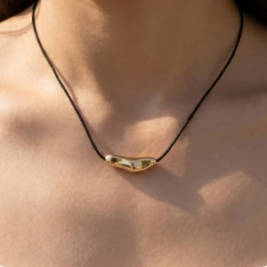 Abstract Molten Shape Pendant Cord Necklace