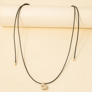 Abstract Metallic Pendant Adjustable Cord Necklace
