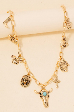 Assorted Western Bull Charm Necklace