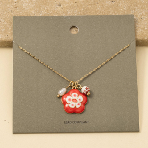 Enamel And Ceramic Floral Charms Chain Necklace