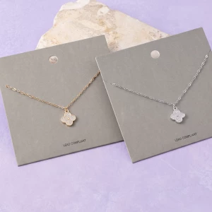 Dainty Pave Cz Clover Pendant Necklace