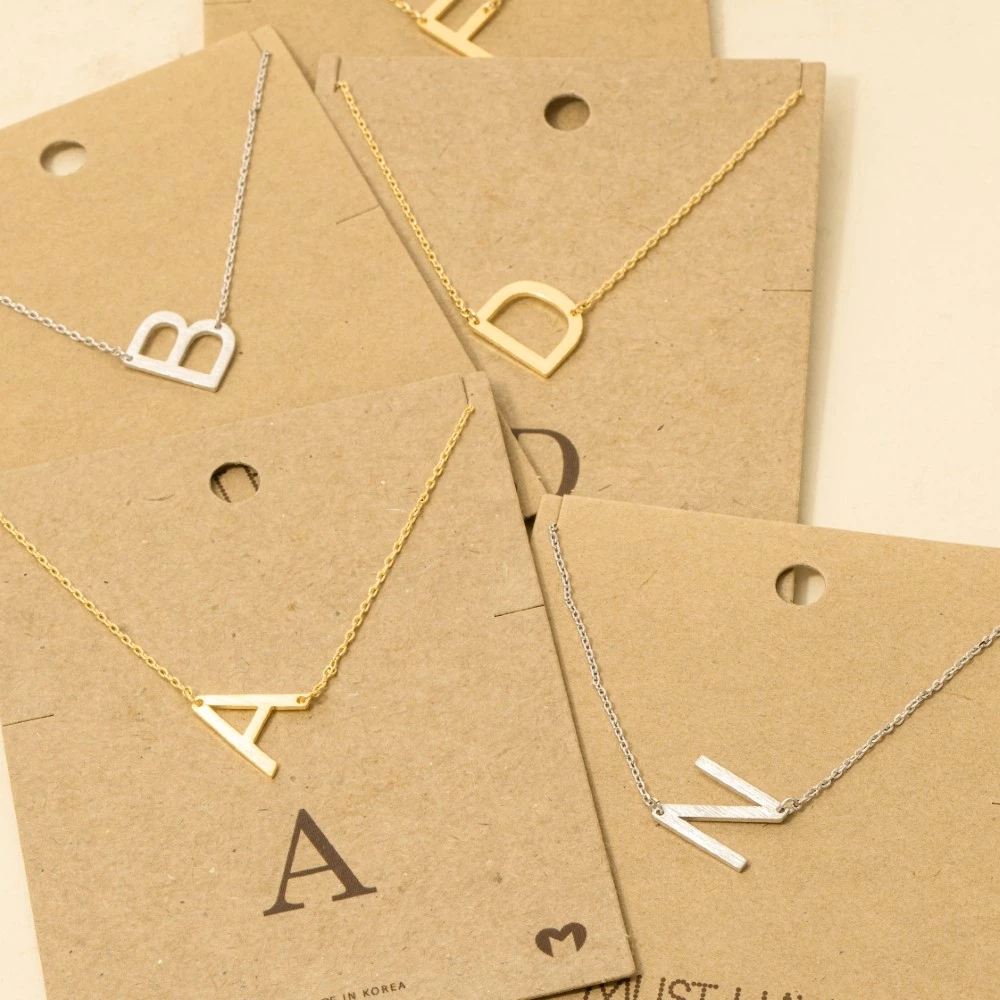 Brushed Initial Pendant Necklace