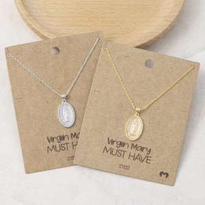 Gold Dipped Virgin Mary Medal Pendant Necklace