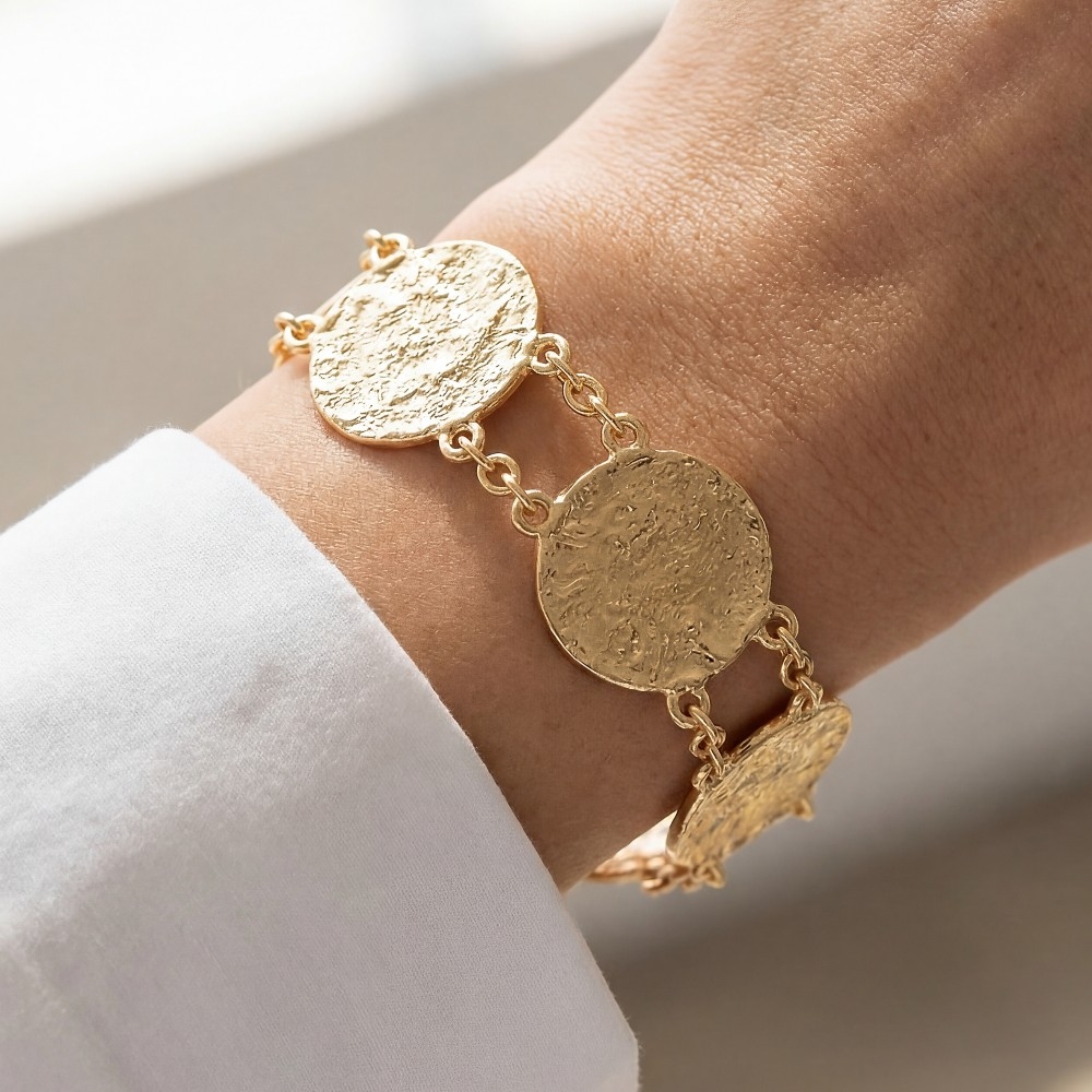 Textured Coins Chain Bracelet