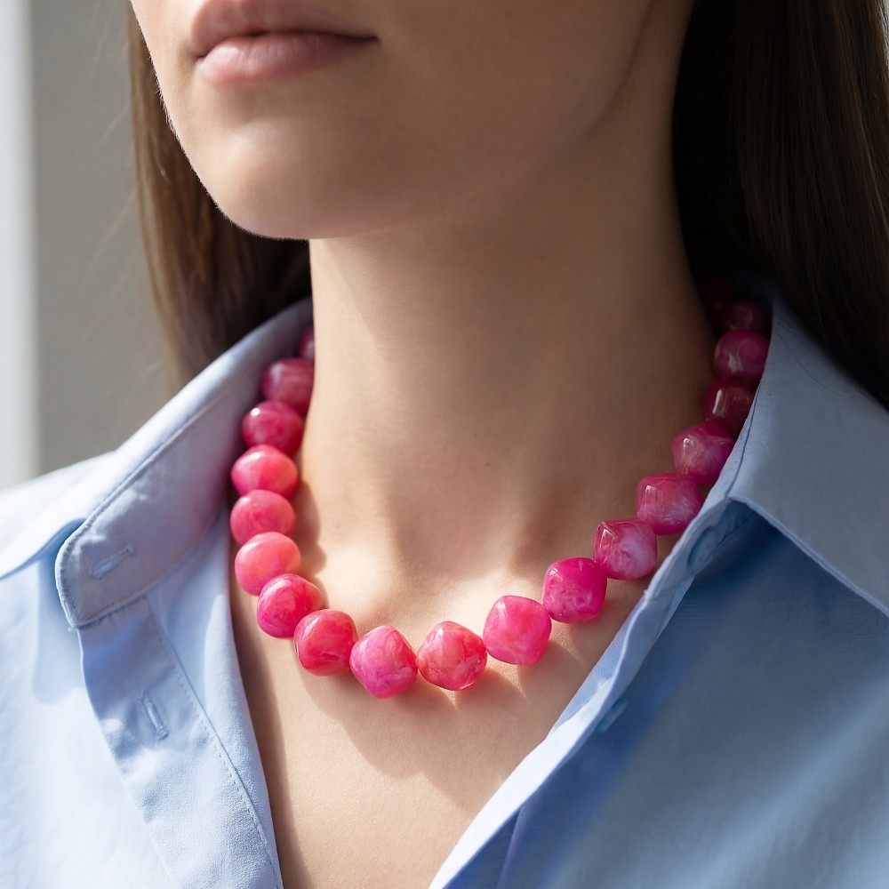 Irregular Marble Resin Beaded Necklace