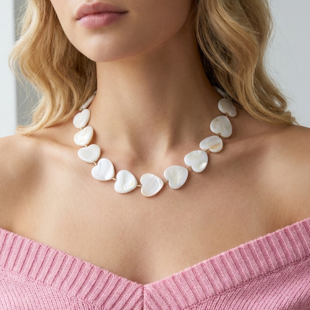 Sea Shell Hearts Statement Necklace