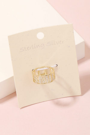 Sterling Silver Studded Smile Ring