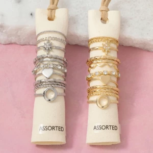 Oval Signet And Crystal Stacking Ring Set