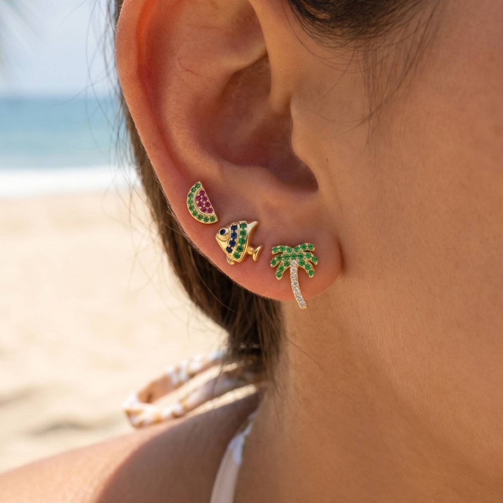 Sterling Silver Cz Pave Mixed Stud Earrings Set